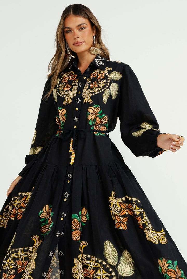 The Midnight Tropics Shirt Dress