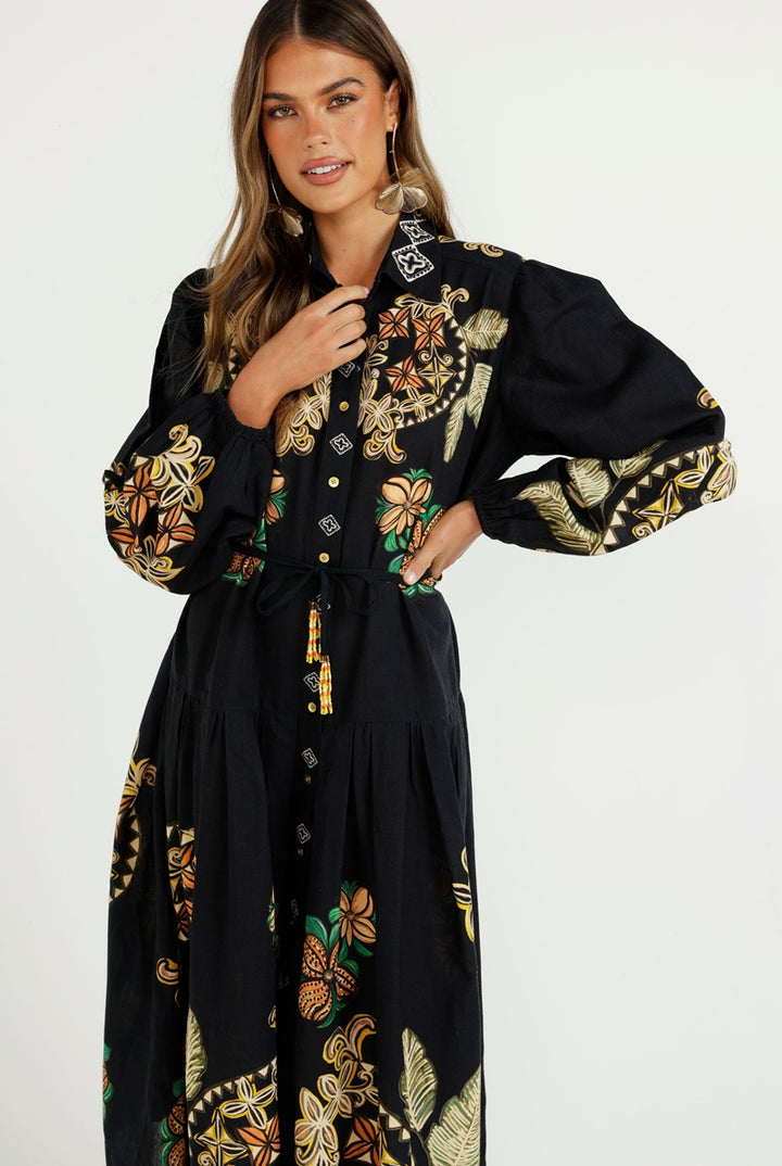 The Midnight Tropics Shirt Dress