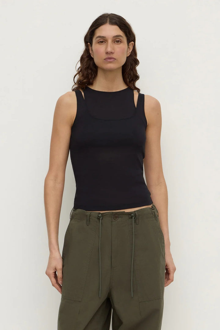 Mika Jersey Layered Tank | Black