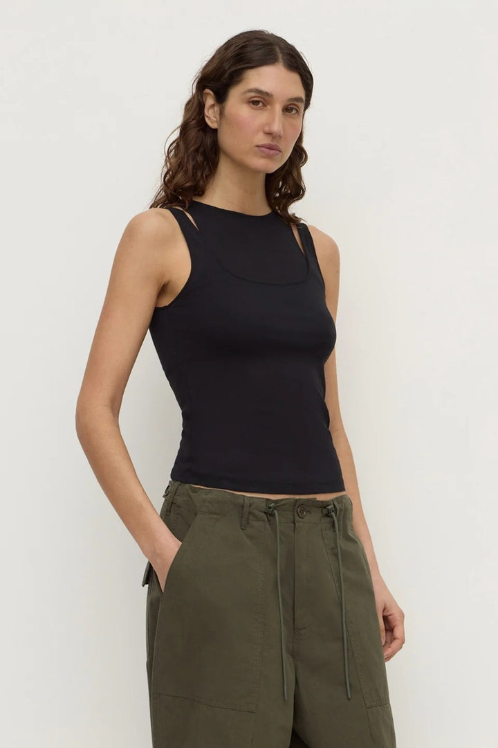 Mika Jersey Layered Tank | Black