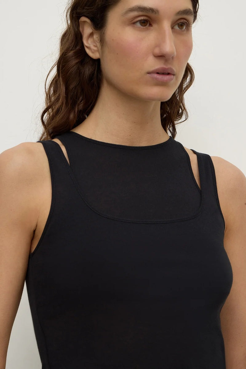 Mika Jersey Layered Tank | Black