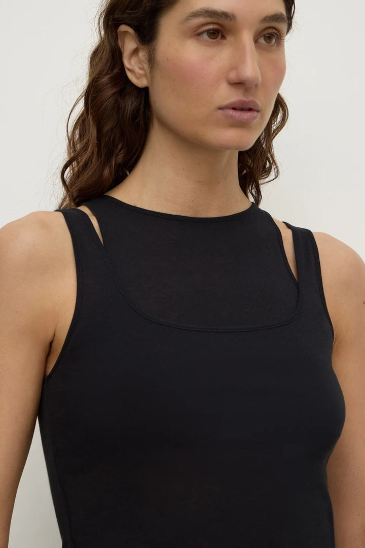 Mika Jersey Layered Tank | Black