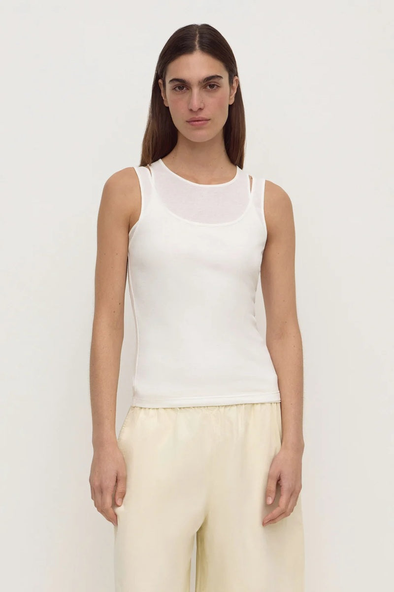 Mika Jersey Layered Tank | White