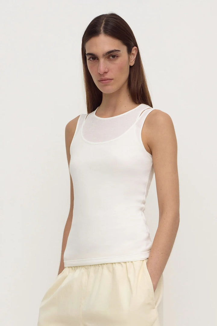Mika Jersey Layered Tank | White