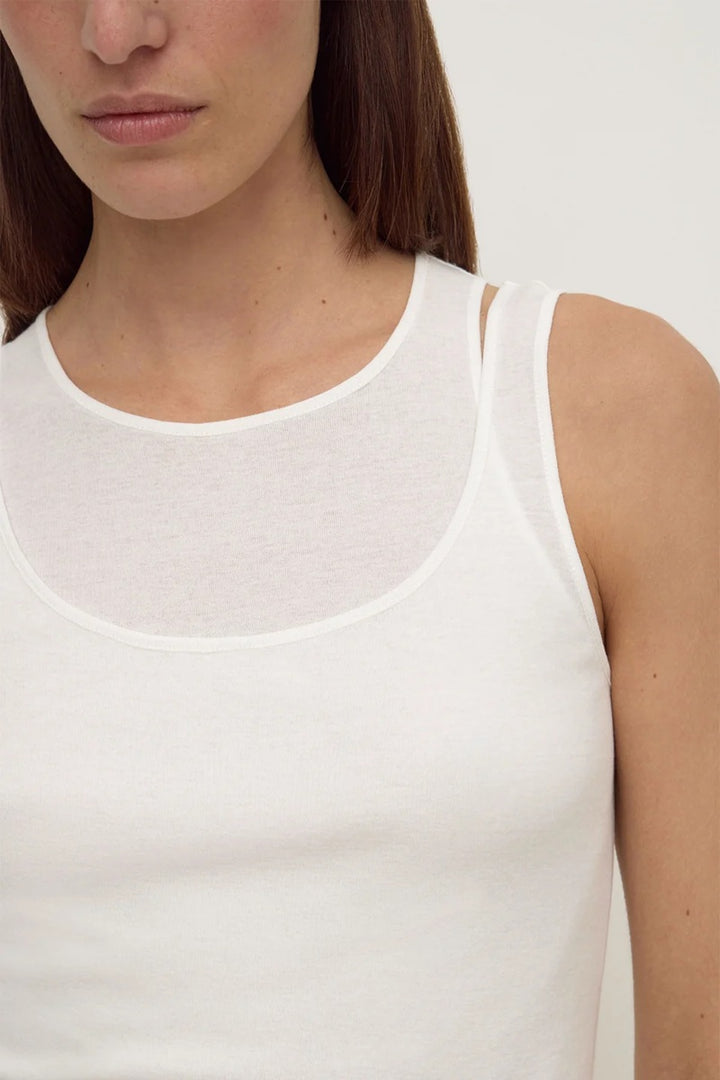Mika Jersey Layered Tank | White