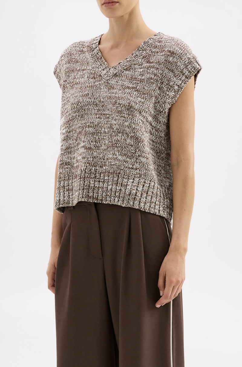 Mila Knit Vest | Walnut Speckle