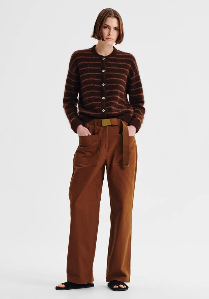 Albi Knit Cardigan | Toffee Stripe