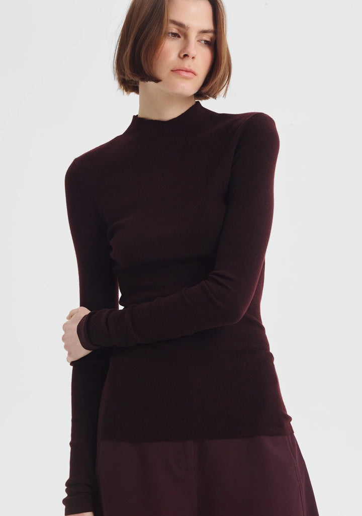 Talia Long Sleeve Merino Knit Top | Espresso