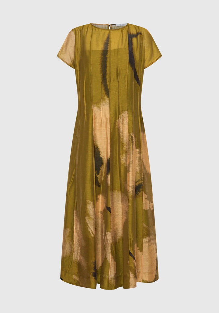 Astra Pintuck Dress | Moss Print