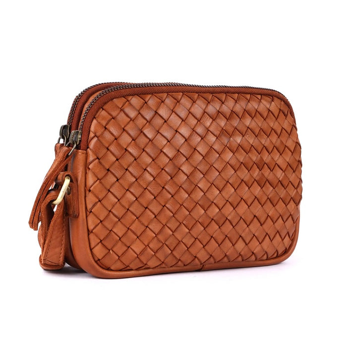 Nancy Woven Cross Body Bag | Tan