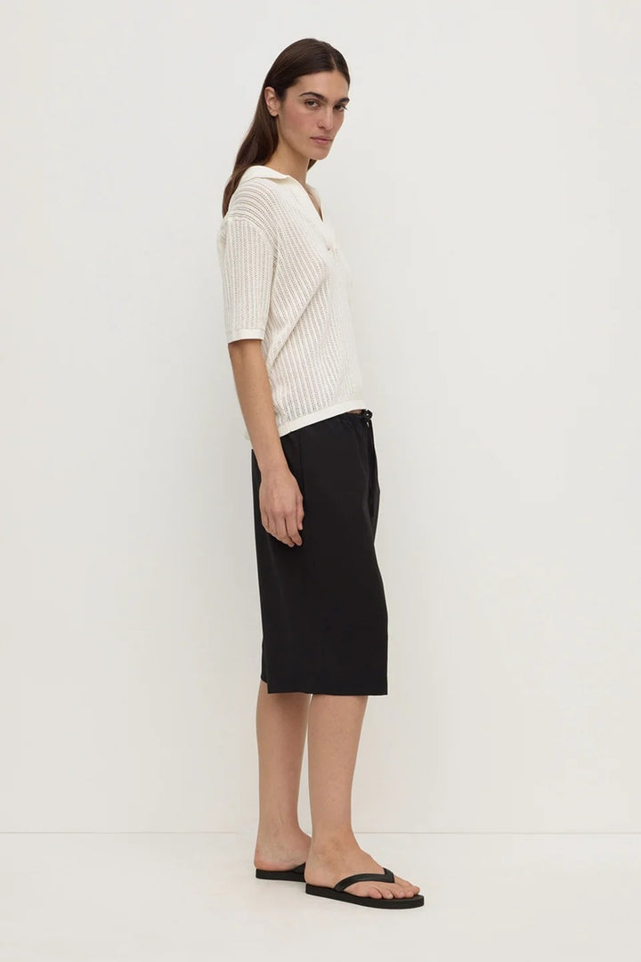 Nina Cotton Knit Polo | Antique White