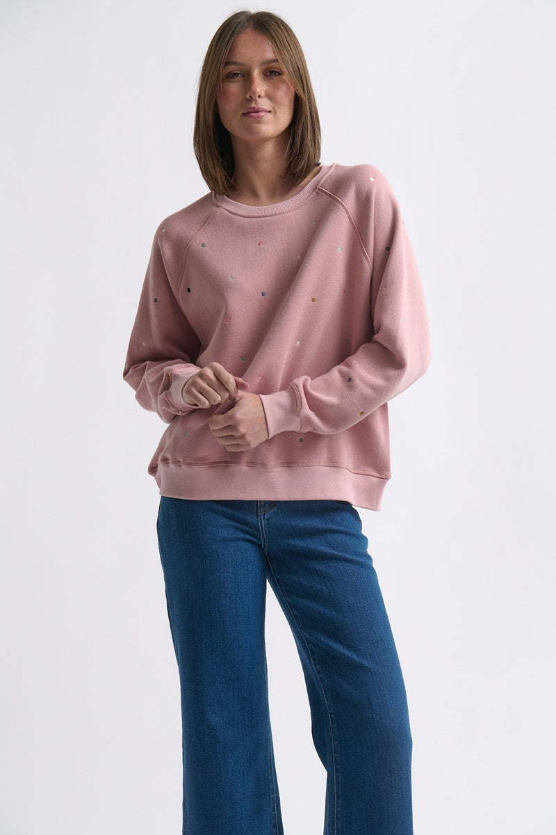 Patti Sweatshirt | Dots Musk Pink