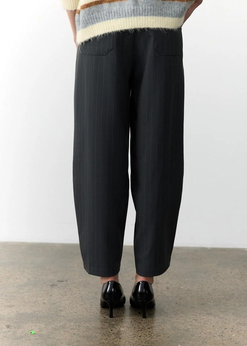 Penelope Barell Leg Trousers | Charcoal Pinstripe