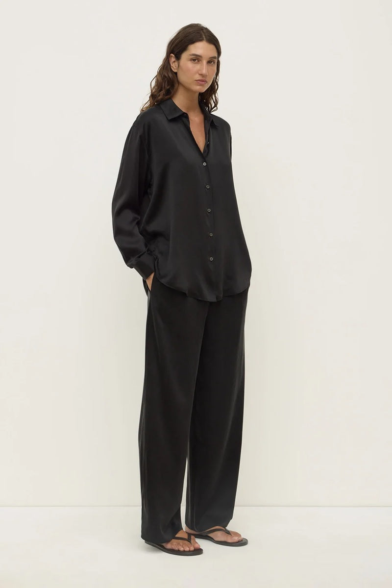 Pippa Silk Long Sleeve Shirt | Black