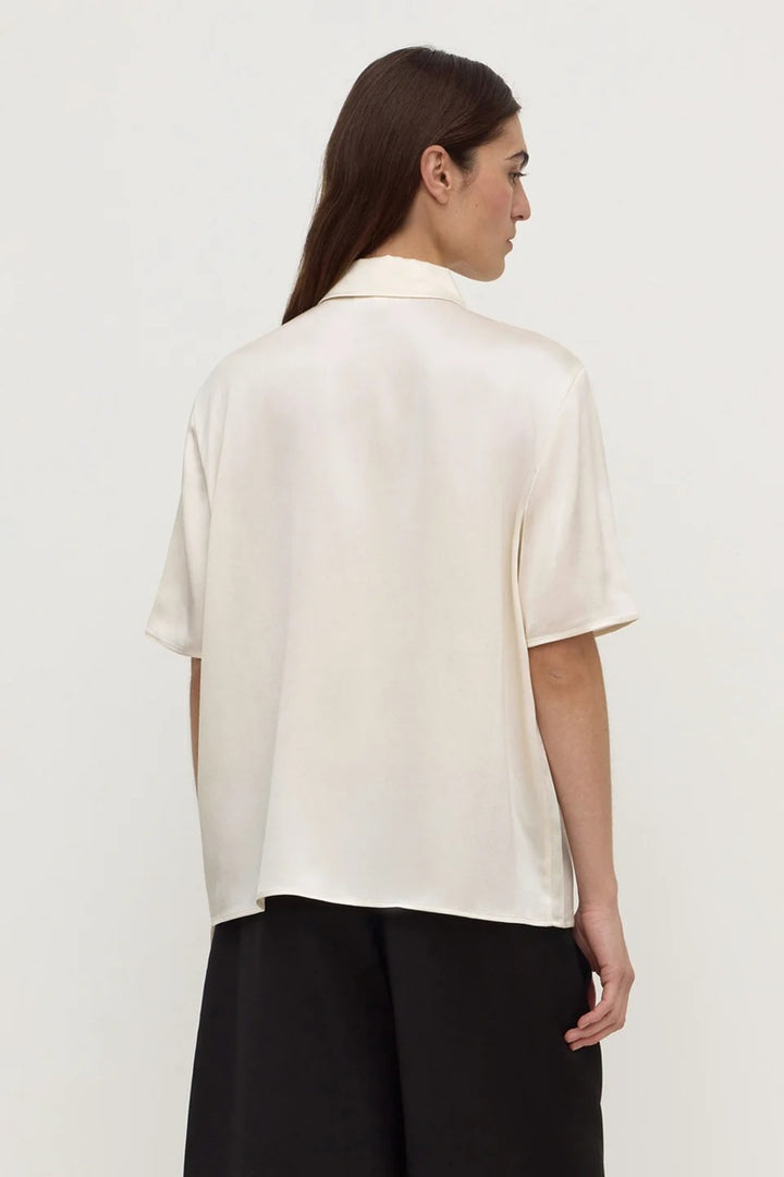 Pippa Silk Short Sleeve Shirt | Cream