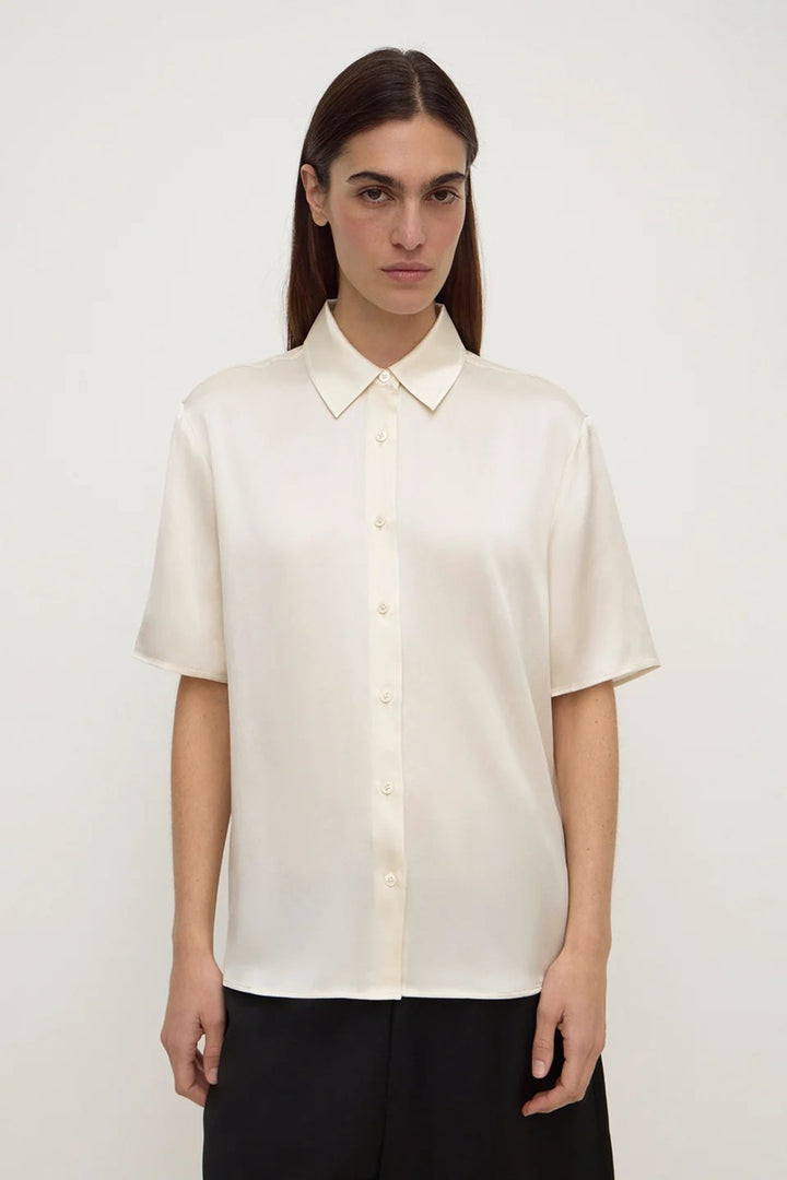 Pippa Silk Short Sleeve Shirt | Cream