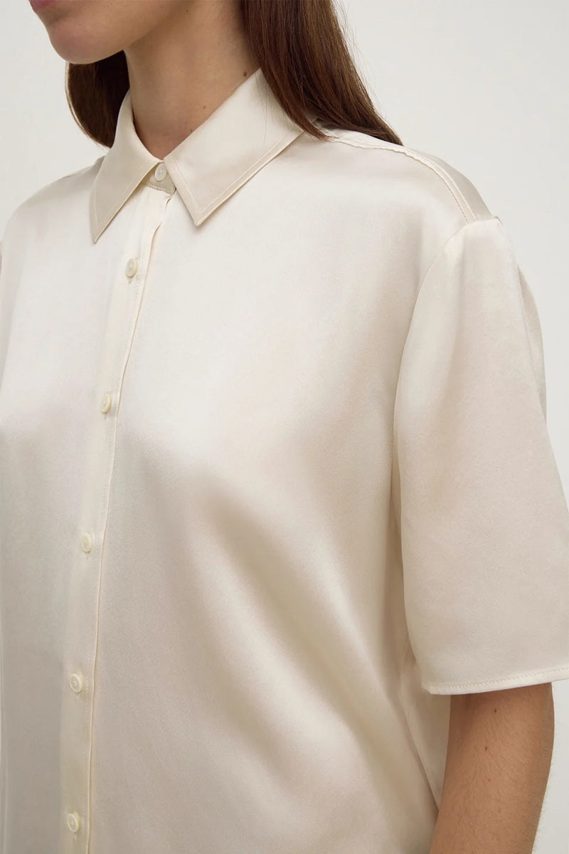 Pippa Silk Short Sleeve Shirt | Cream
