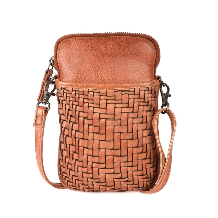 Rosebery Phone Bag with Weave | Cognac