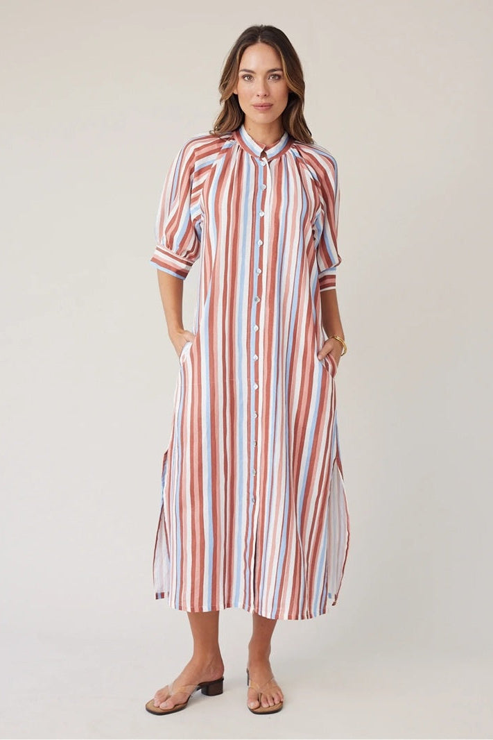 Robe Dress | Mocha Stripe