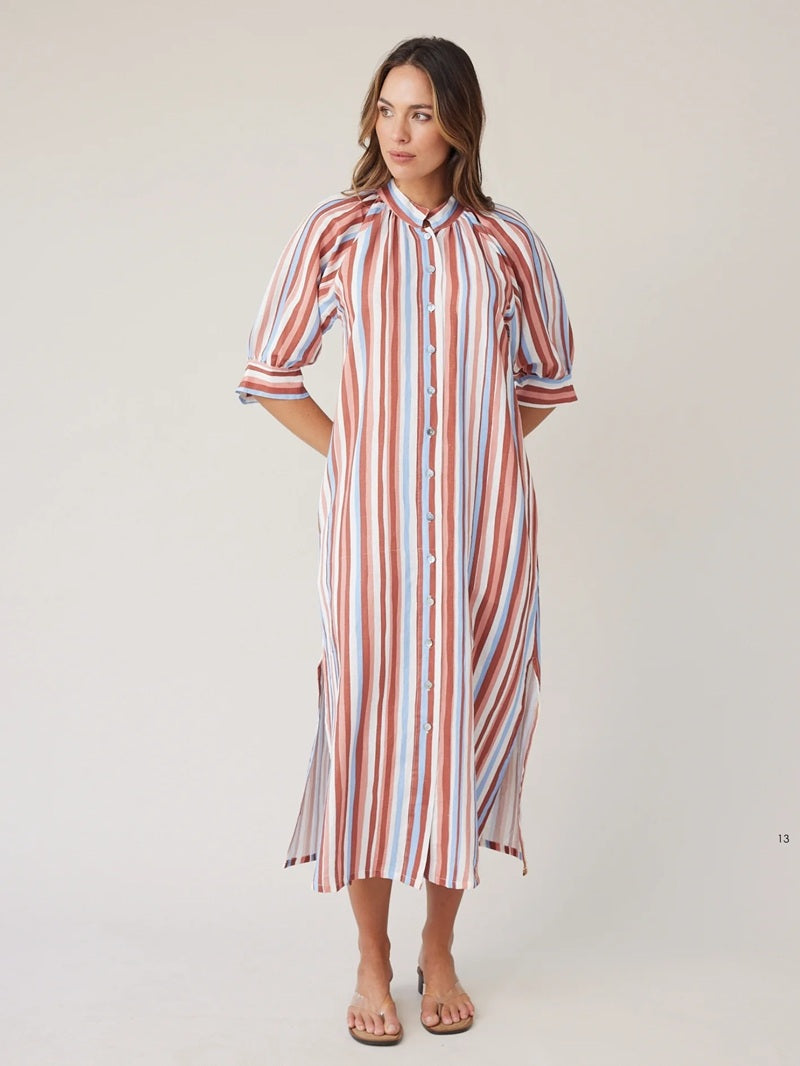 Robe Dress | Mocha Stripe