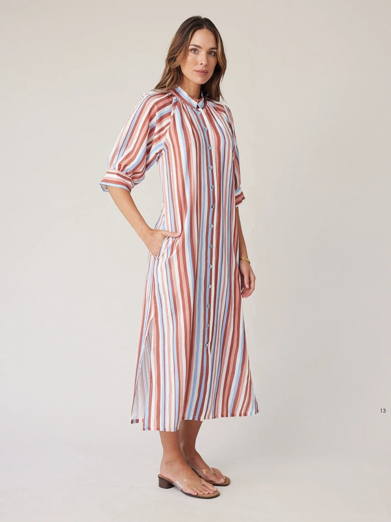 Robe Dress | Mocha Stripe