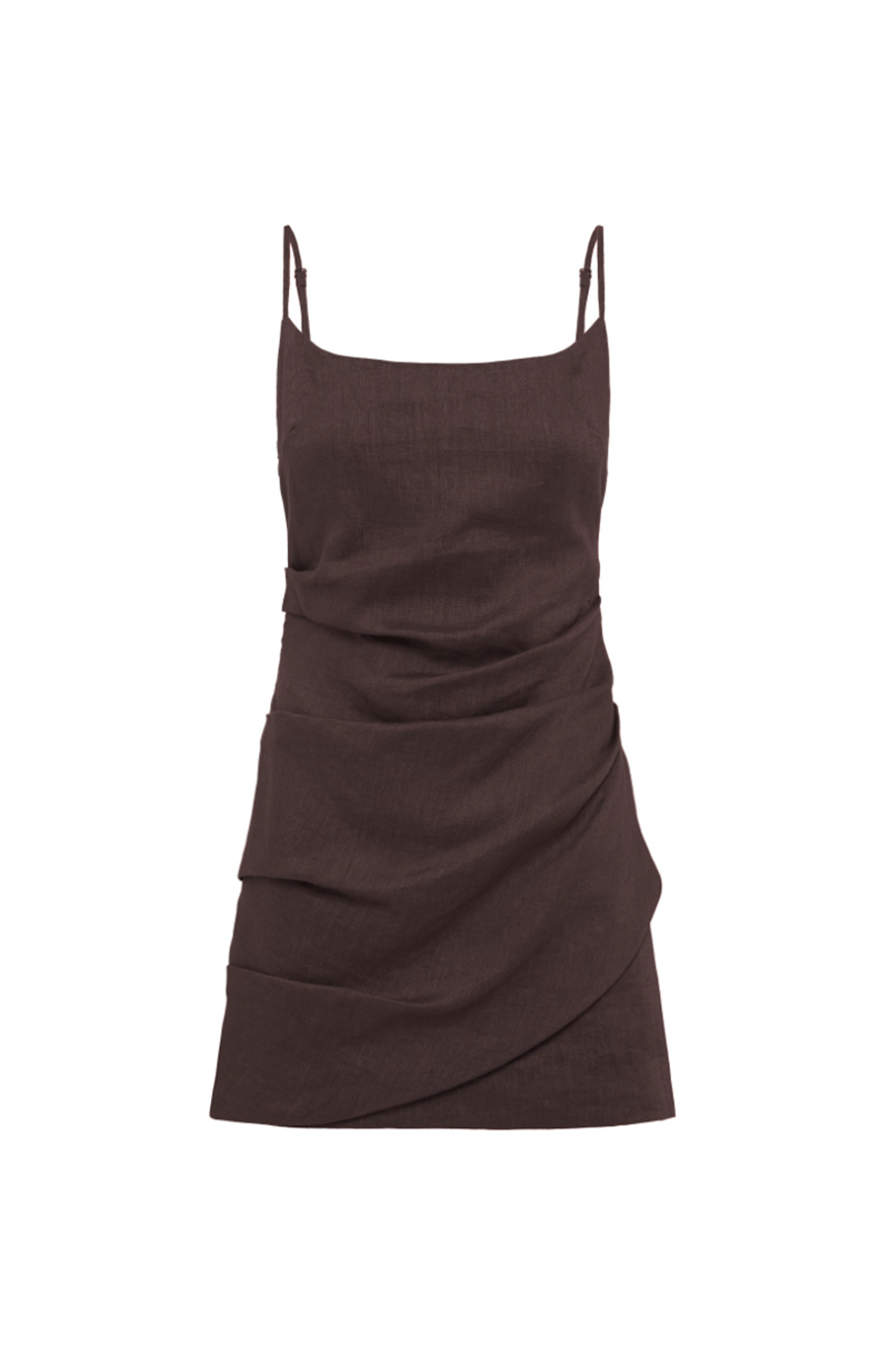 Rani Linen Mini Dress | Chocolate