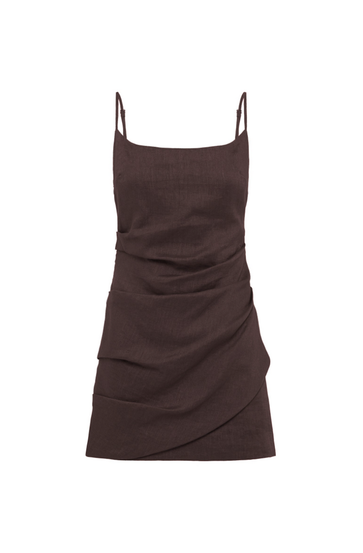 Rani Linen Mini Dress | Chocolate
