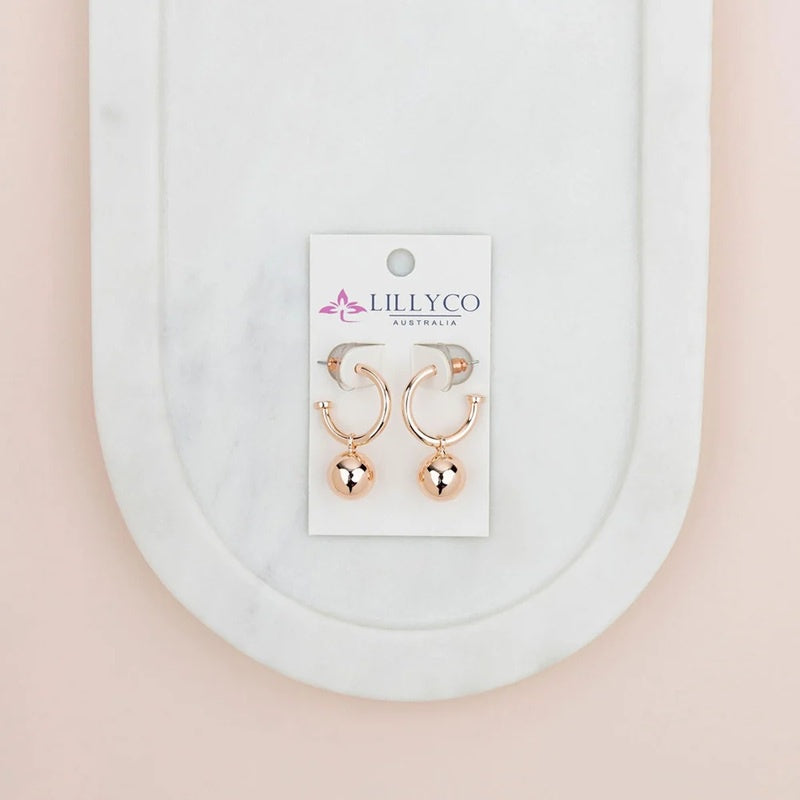 Rose Gold Plated Removable Ball Earrings