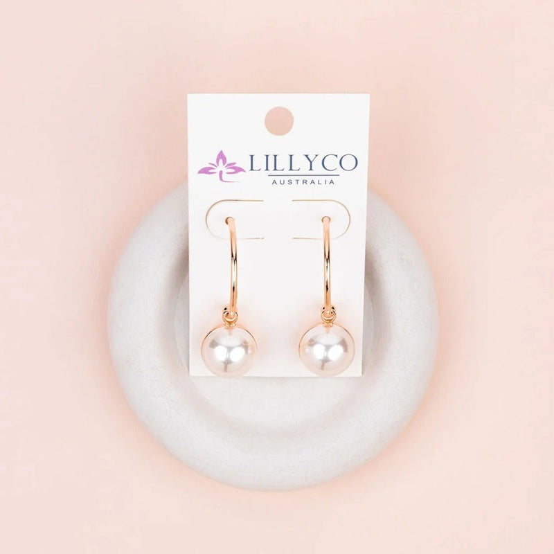 Rose Gold Reversable Pearl & Metal Earrings