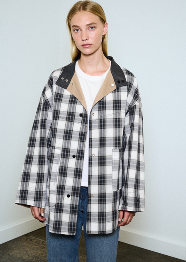 Rylan Reversible Parker | Camel & Black Check
