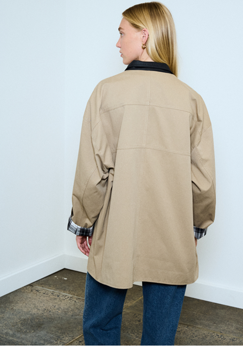 Rylan Reversible Parker | Camel & Black Check