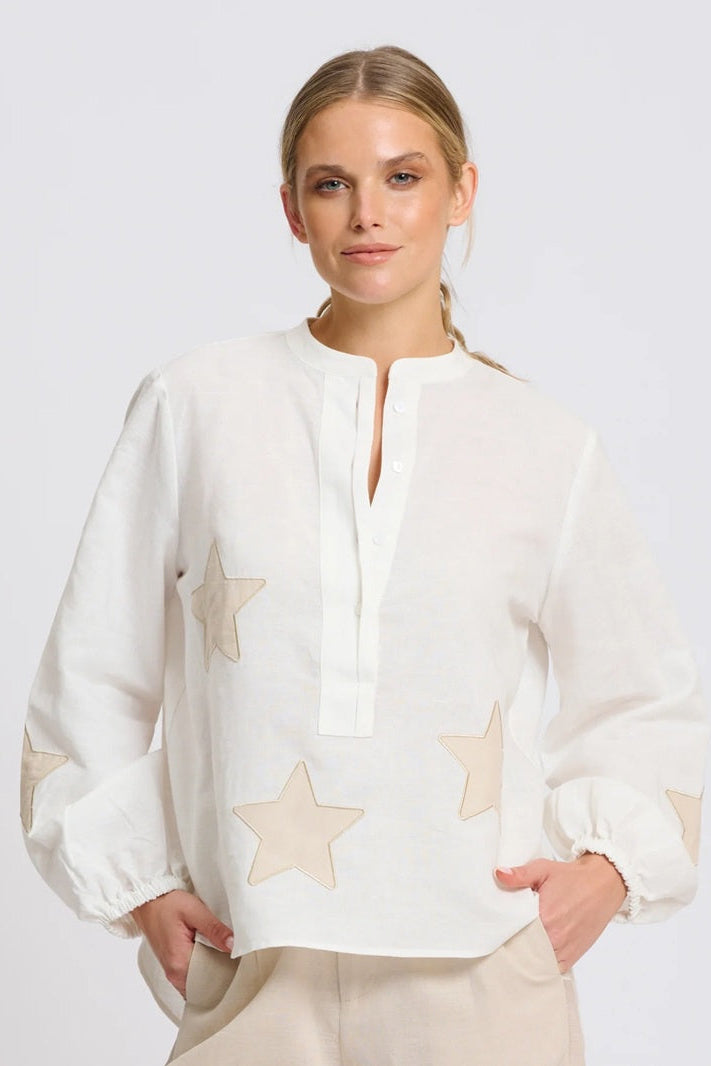 Kitty Popover Shirt | Ivory Biscuit Star