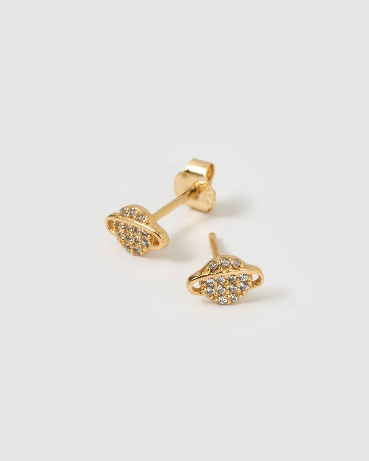 Saturn Gold Stud Earrings