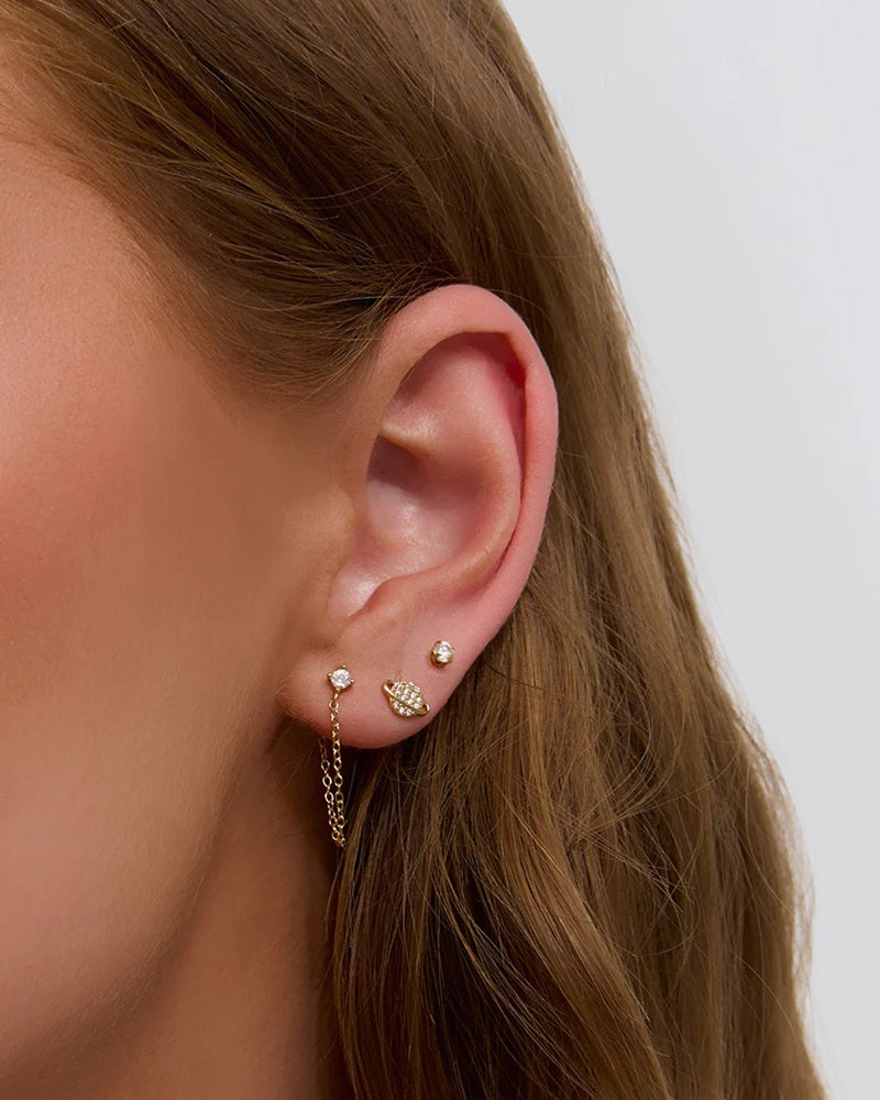 Saturn Gold Stud Earrings