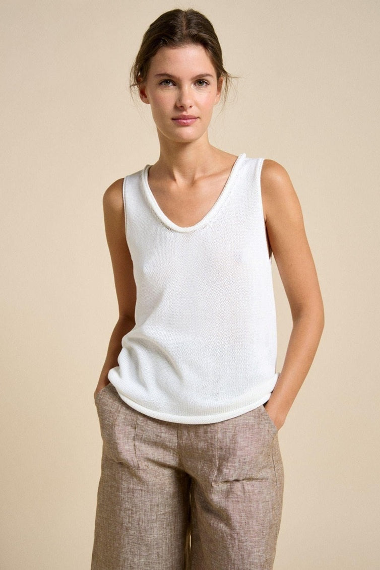 Scoop Neck Tank | White