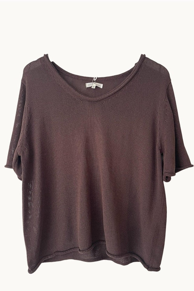 Scoop Neck Spring Tee | Chocolate