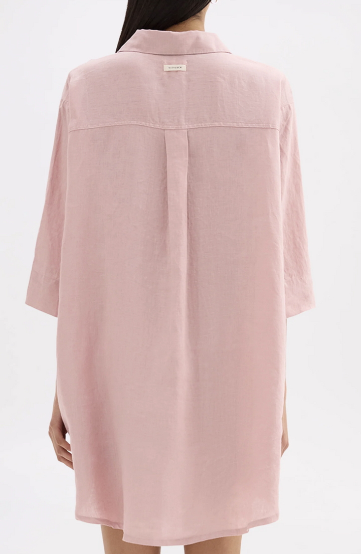 Lounge Linen Longline Shirt | Blush