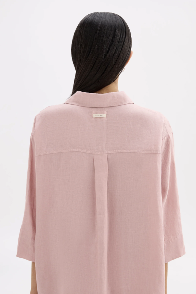 Lounge Linen Longline Shirt | Blush