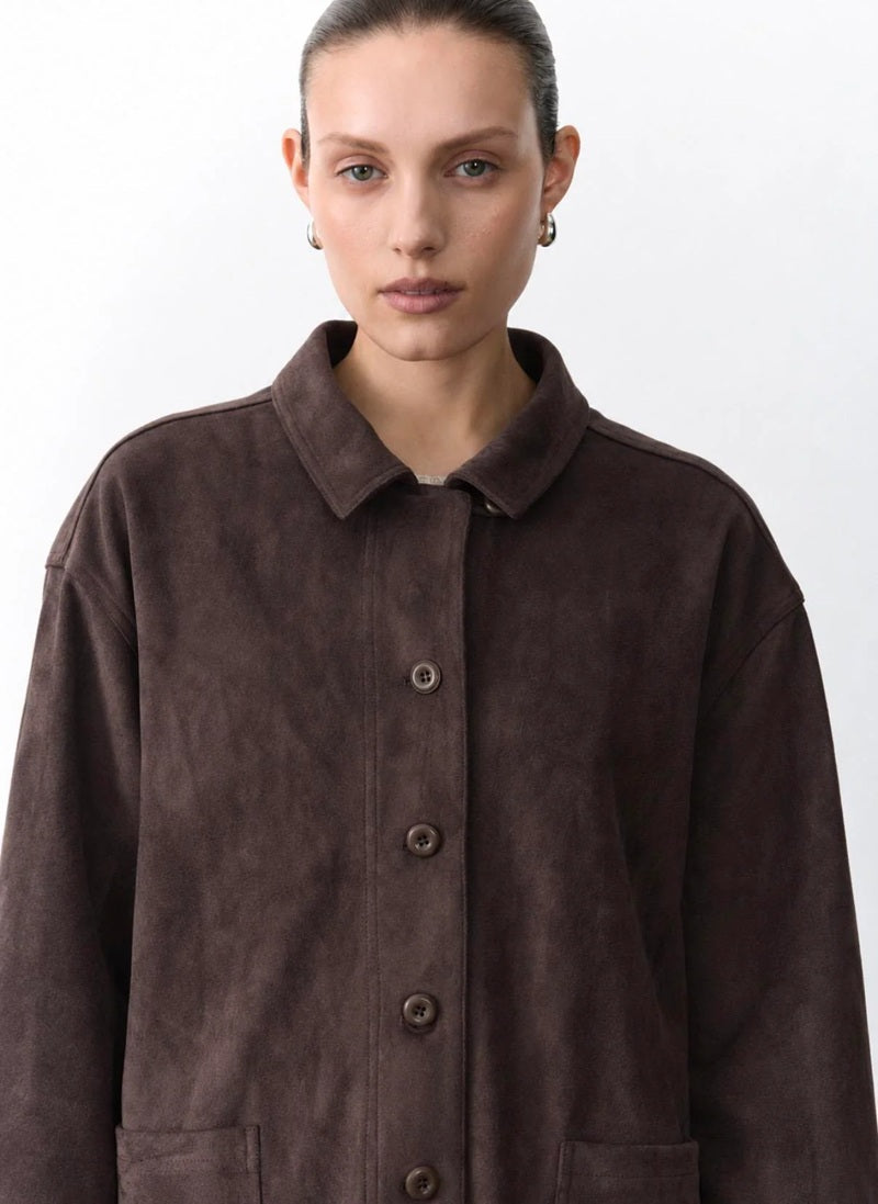 Suede Shacket | Chocolate