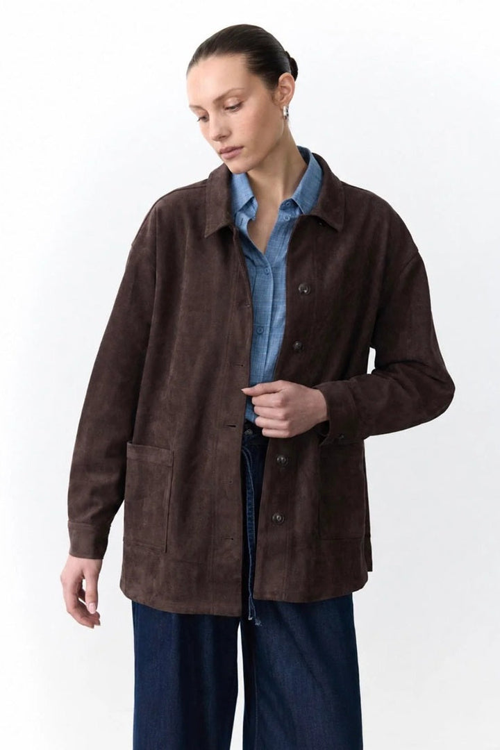 Suede Shacket | Chocolate