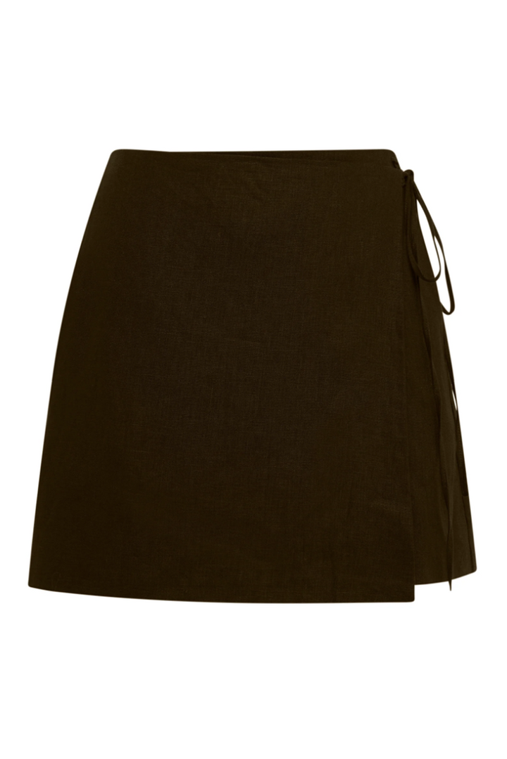 Sibyl Linen Wrap Skirt | Chocolate