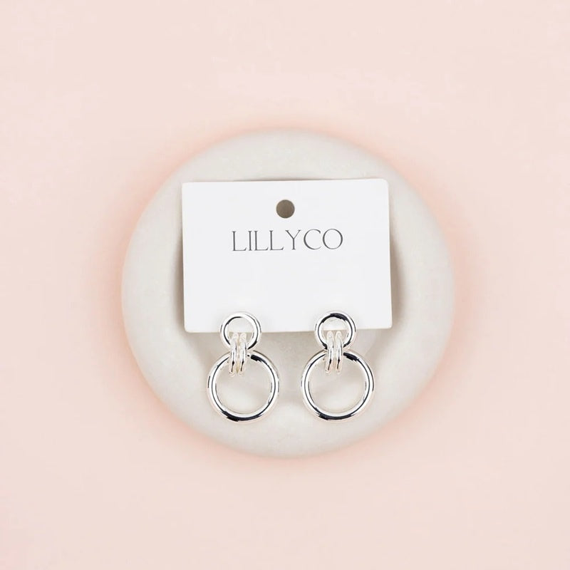 Silver Double Ring Earrings