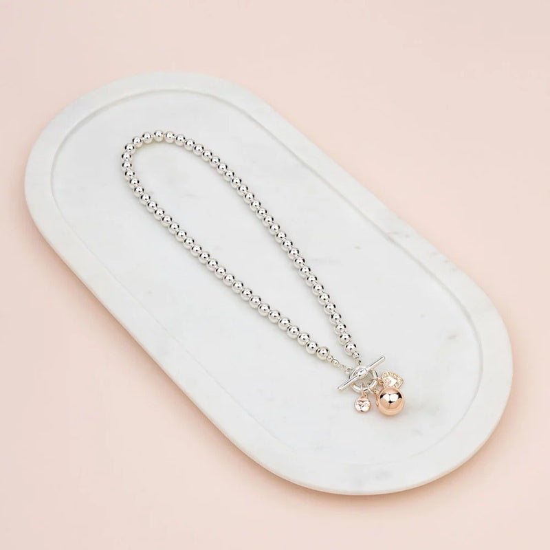 Silver & Rose Gold Ball Necklace