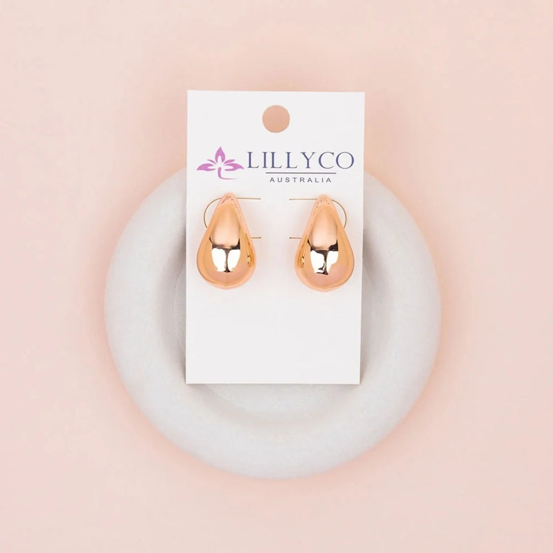 Solid Tear Rose Gold Drop Earrings