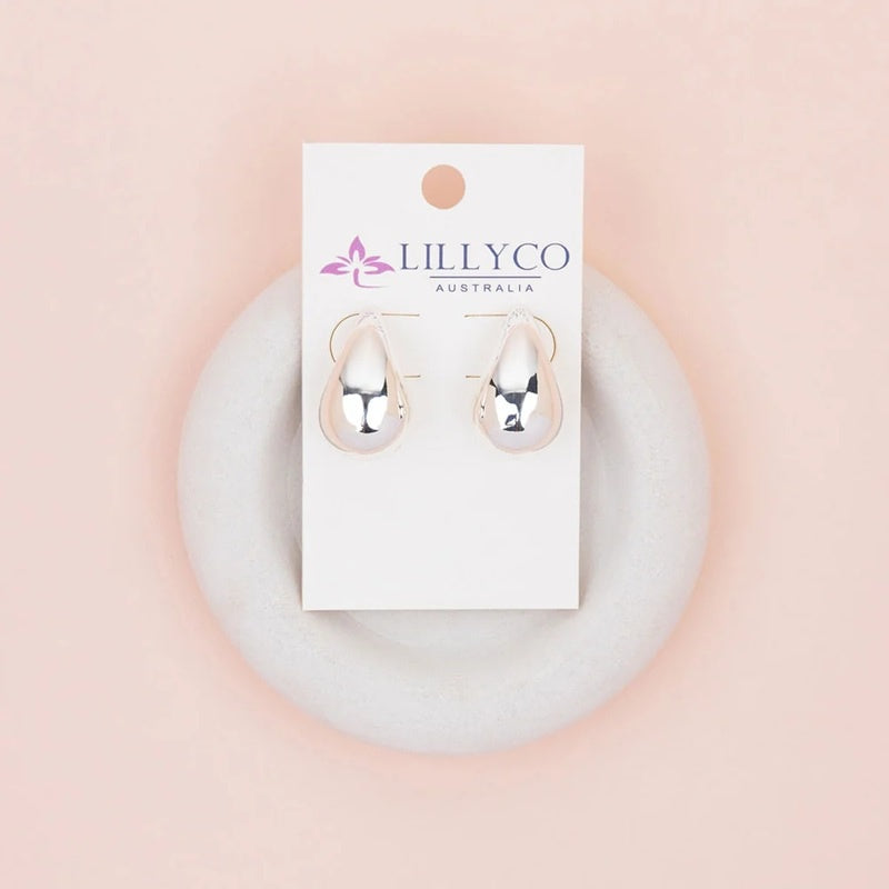 Solid Tear Silver Drop Earrings