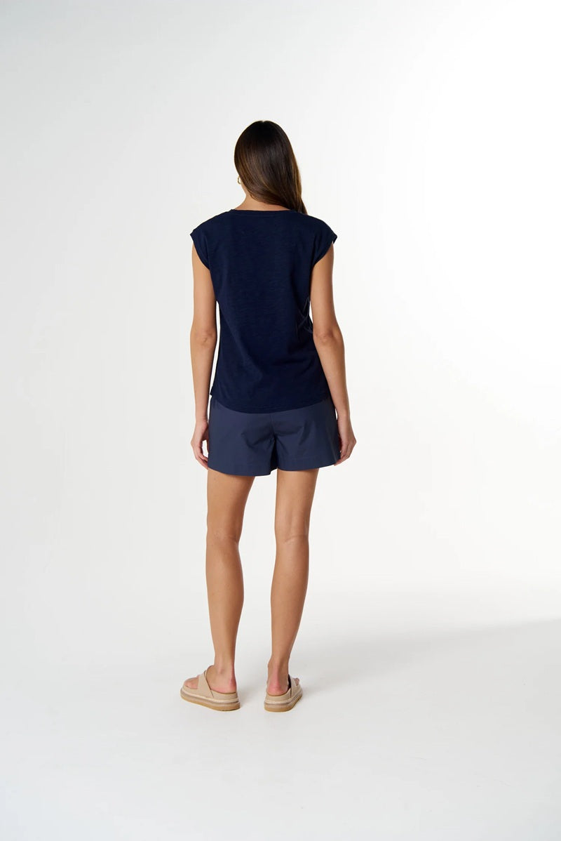 The Stranger V Neck Muscle Tee | Parisian Navy C13029