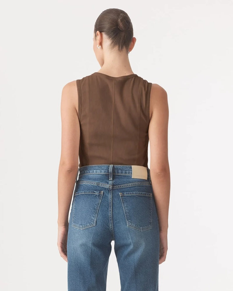 Panelled Rib Tank | Coffee