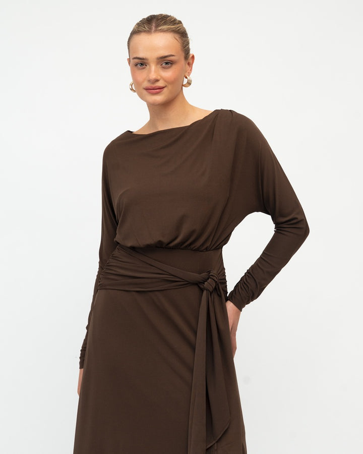 Anika Jersey Midi Dress | Chocolate