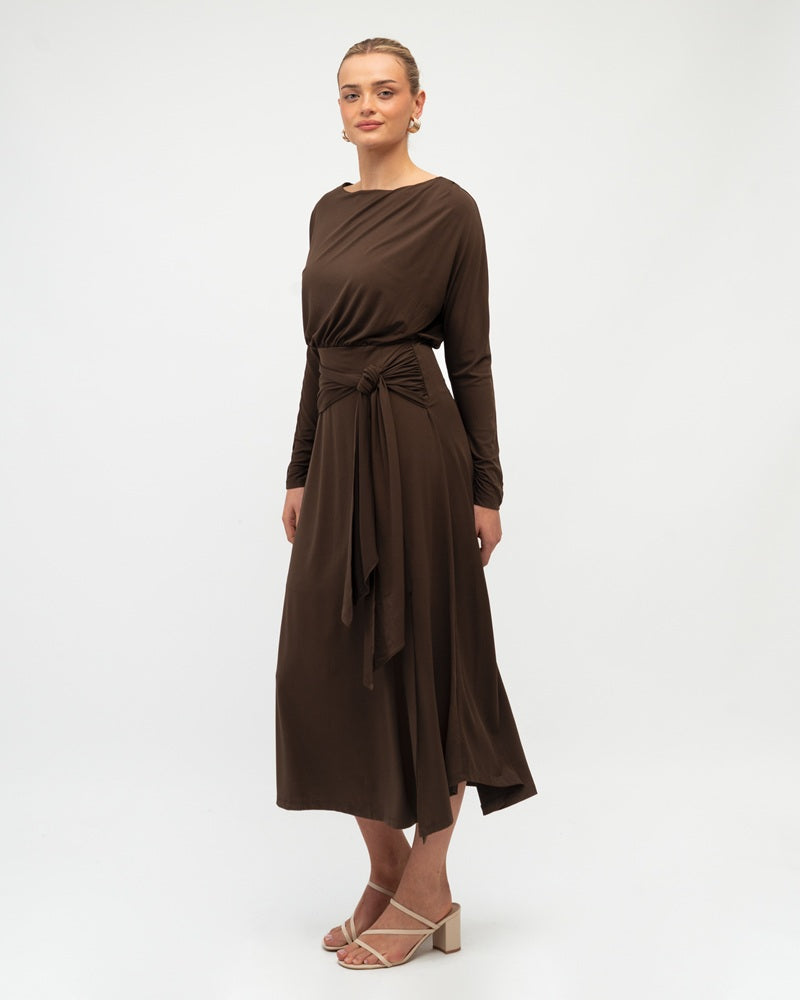Anika Jersey Midi Dress | Chocolate