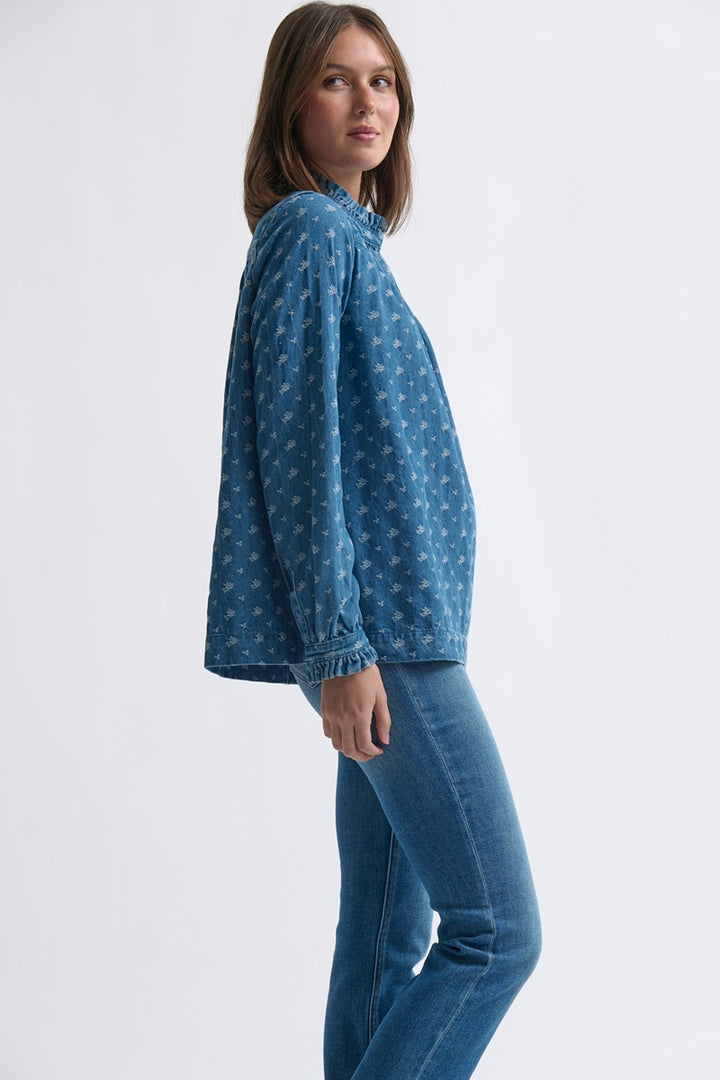 Tamara Shirt | Denim with Flower